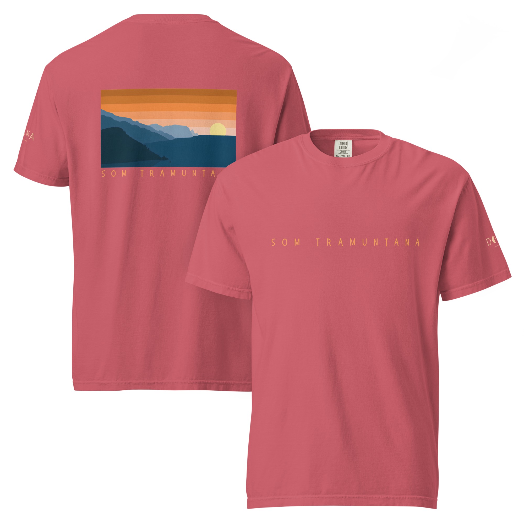 Camiseta gruesa teñida unisex SOM TRAMUNTANA (letra delantera naranja)