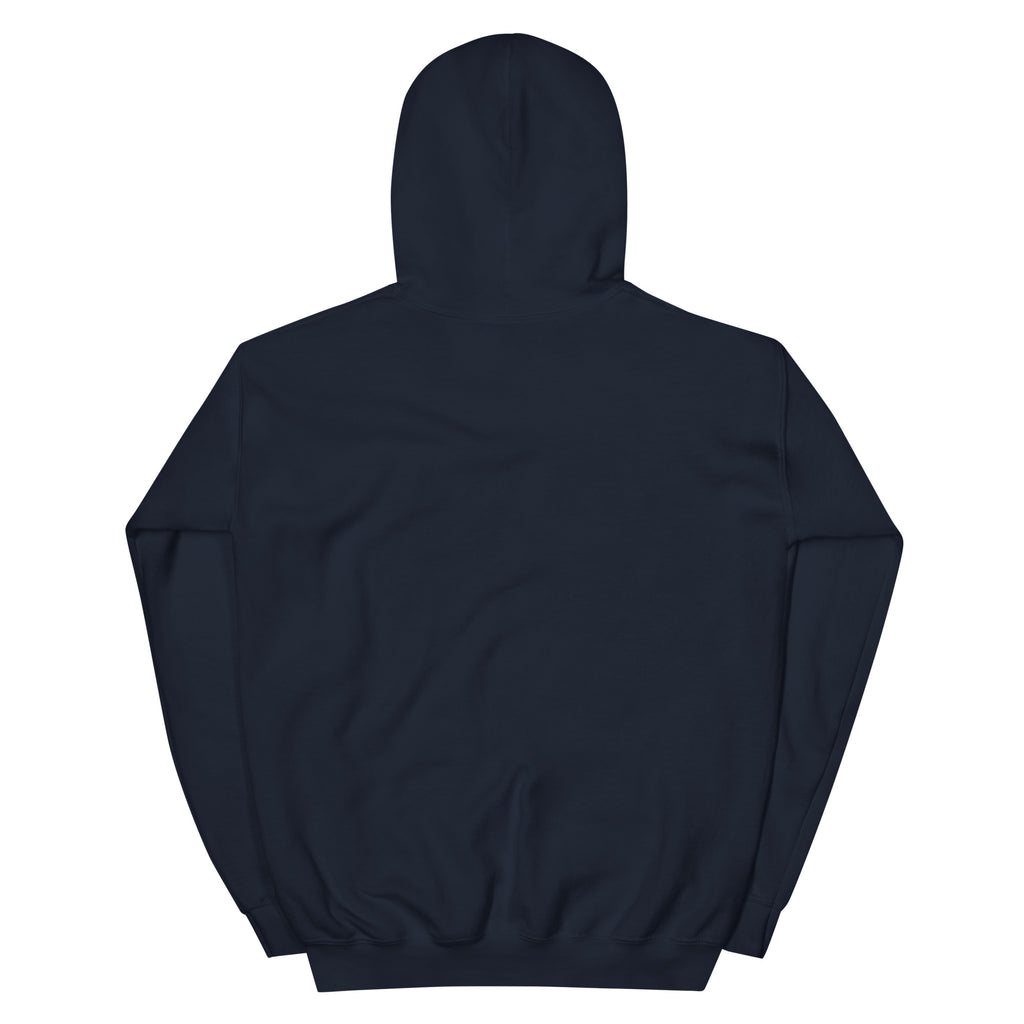 Sudadera (parte trasera) azul marino reivindicativa animalista. Lee 'LA VETERINARIA EN PEU DE GUERRA' de Dogma BCN. Moda y ropa pet lover.